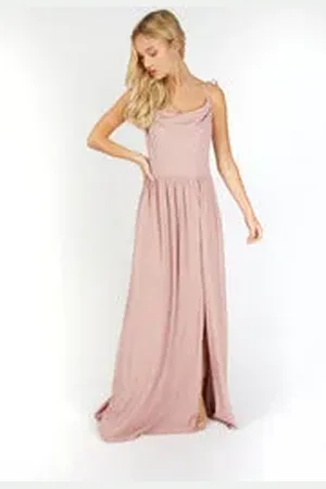 Little Mistress Ruth Pink Lurex Cowl Neck Maxi Dress