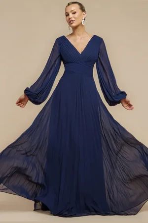 Goddiva Balloon Sleeve Chiffon Maxi