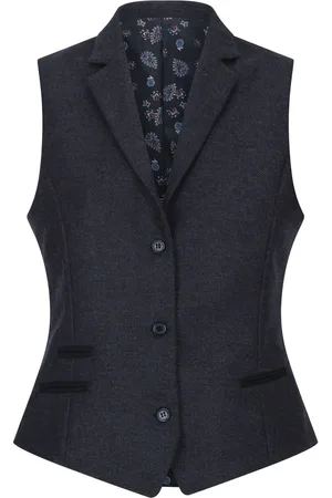 Infinity Womens Herringbone Check Tweed Waistcoat Wool Blend Vest