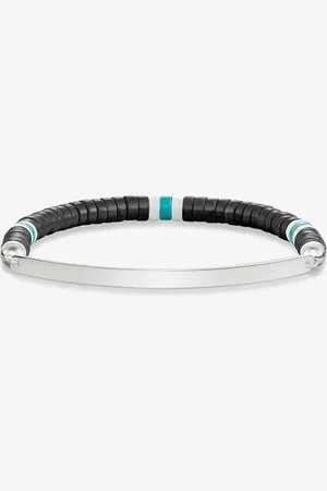 Thomas Sabo Silver Love Bridge Obsidian Bead Bracelet LBA0092-885-11-17.5 cm