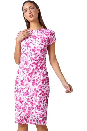 Roman Floral Lace Gathered Stretch Bodycon Dress
