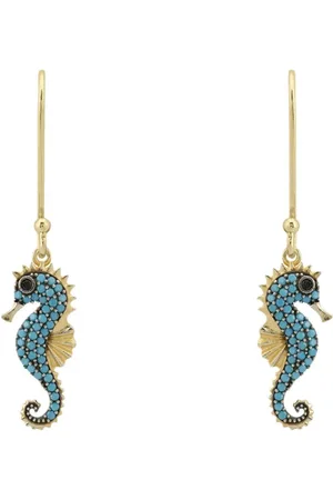 Latelita Seahorse Turquoise Drop Earrings Gold