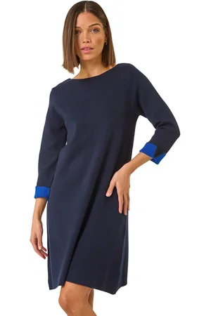 Roman Contrast Sleeve Knitted Shift Dress