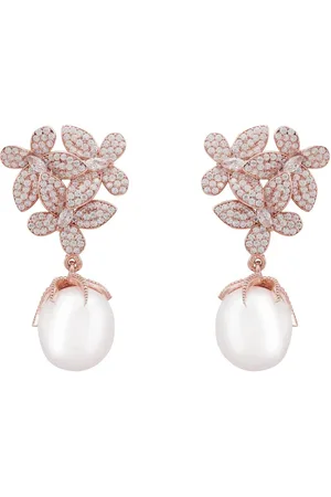 Latelita Flowers Pearl Earrings Rosegold