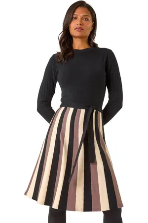 Roman Vertical Stripe Knitted Dress