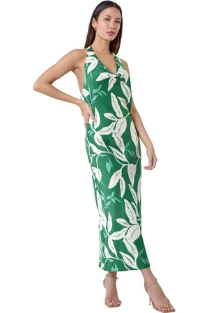 Roman Floral Print Satin Bias Cut Bodycon Dress