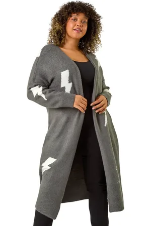 Roman Curve Printed Longline Cardigan