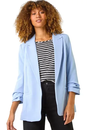 Roman Tailored Ruched Sleeve Stretch Blazer