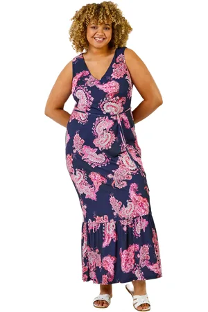 Roman Curve Paisley Print Maxi Dress