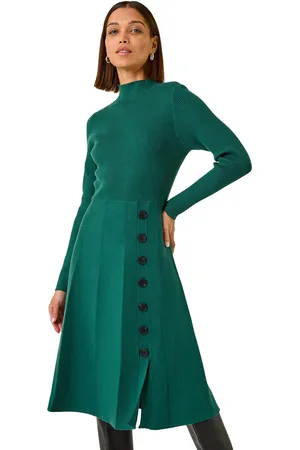 Roman Button Detail Knitted Dress