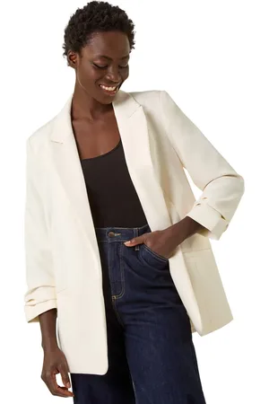 Roman Tailored Ruched Sleeve Stretch Blazer