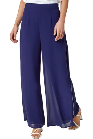 Roman Diamante Side Split Chiffon Trousers