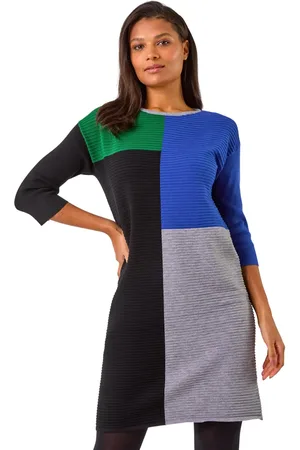 Roman Colour Block Ribbed Knit Dress