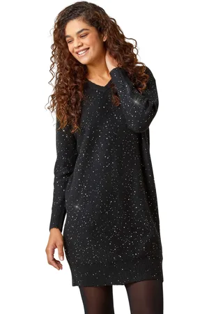 Roman Sequin Detail Stretch Jumper Dress