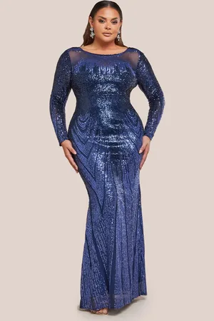 Goddiva Long Sleeve Aztec Sequin Maxi Dress