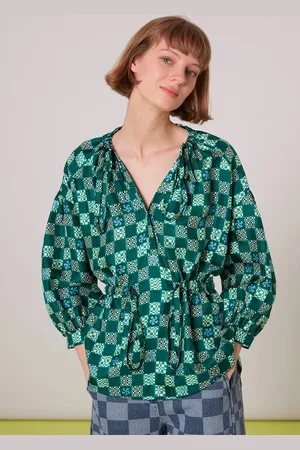 Whistles Silk Checkerboard Top Checked