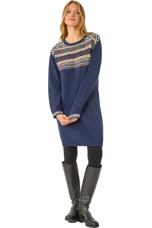 Roman Nordic Pattern Knitted Shift Dress