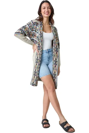 Roman Nordic Patterned Longline Cardigan