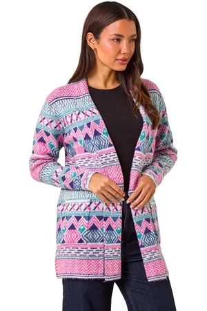 Roman Chevron Pattern Longline Cardigan