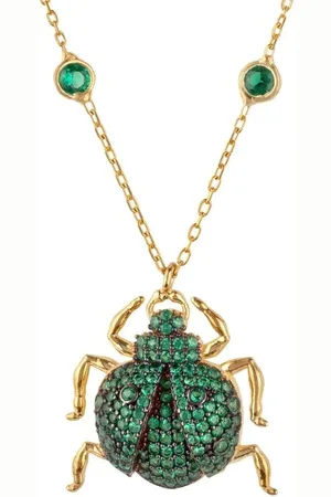 Latelita Scarab Beetle Egyptian Pendant Necklace Gold