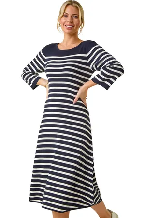 Roman Petite Stripe Knitted Midi Dress