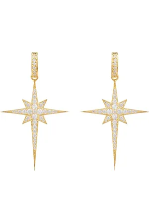 Latelita North Star Burst Large Drop Earrings Gold