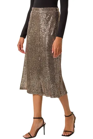 Roman Fluted Hem Sequin Skirt