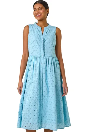 Roman Floral Cotton Broderie Midi Dress