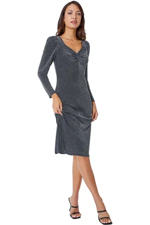 Roman Shimmer Stretch Knot Detail Dress