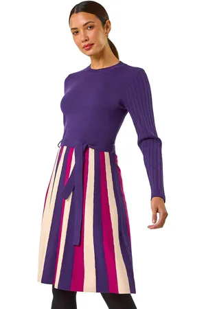 Roman Vertical Stripe Knitted Dress