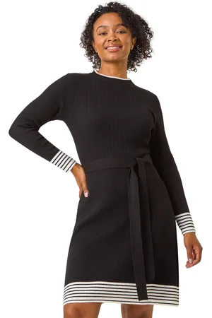 Roman Petite Stripe Knitted Midi Dress
