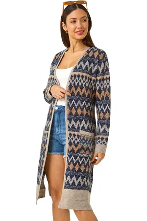 Roman Patterned Belted Knit Cardigan