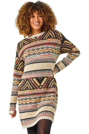 Roman Aztec Pattern Knitted Dress