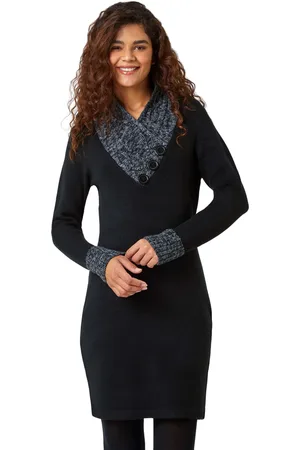 Roman Overlap V-Neck Knit Dress
