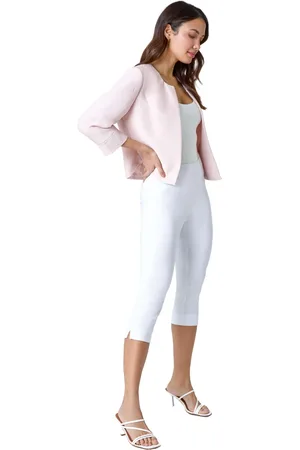 Roman 3/4 Sleeve Pleated Textured Cropped Jacket