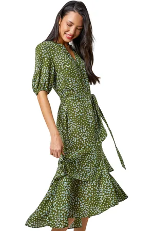 Roman Ditsy Floral Frill Hem Midi Dress