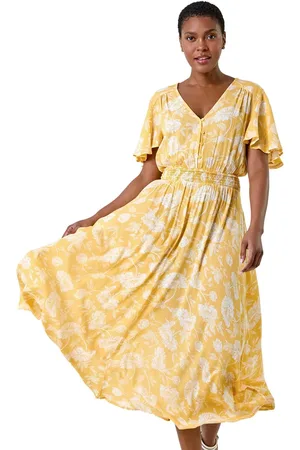 Roman Floral Print Tiered Midi Dress