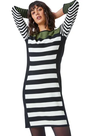 Roman Colour Block Knitted Stripe Dress
