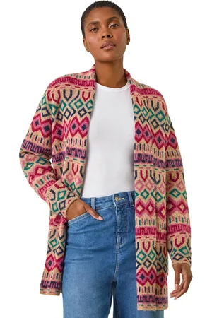 Roman Geometric Pattern Knit Cardigan