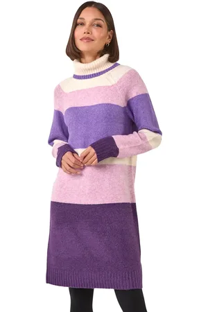 Roman Stripe Roll Neck Knitted Dress