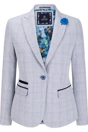 Infinity Womens Check Blazer Wool Blend Herringbone Tweed