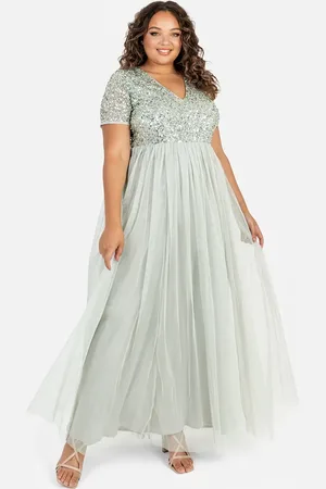 Maya Deluxe Short Sleeve V Neck Embellished Maxi Dress