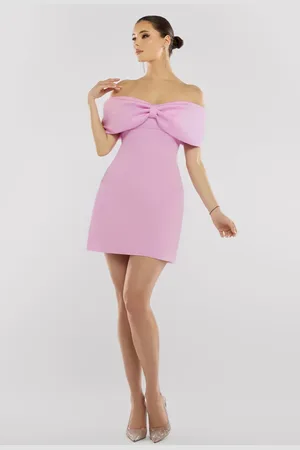 Goddiva Front Bow Off The Shoulder Mini Dress