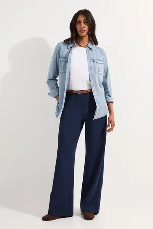 Karen Millen Compact Stretch Pu Tipped Tailored Wide Leg Trouser