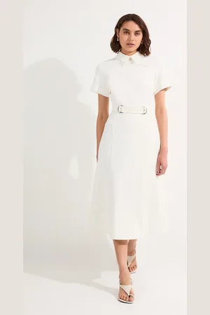 Karen Millen Compact Stretch Tab Detail Full Skirted Midi Dress