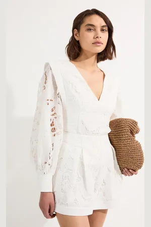 Karen Millen Cutwork Broderie Drama Sleeve Woven Blouse