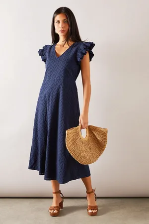 wallis Broderie Frill Sleeve Midi Dress