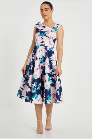 Quiz Petite Floral Print Skater Dress