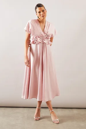 wallis Crinkle Satin Flower Corsage Dress