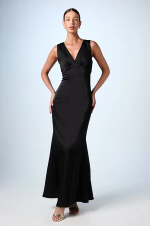 Coast Bow Back V Neck Satin Bridesmaid Dress